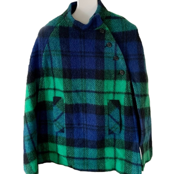 BORU Jimmy Hourihan Jackets & Blazers - Vintage BORU Jimmy Hourihan Plaid Wool Cape Made In Dublin Ireland